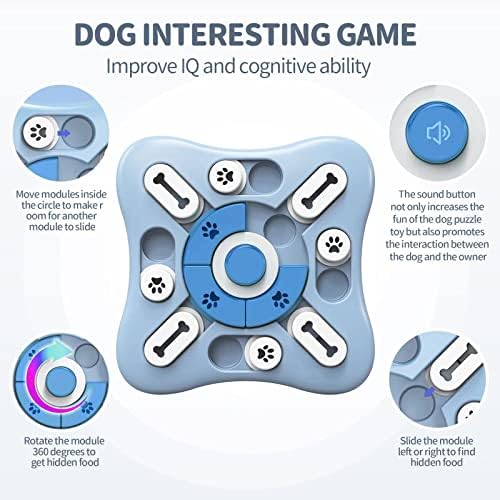 Xinszlin [2022 מהדורה חדשה] צעצועי פאזל כלבים, צעצוע כלבים אינטראקטיבי לאימוני מנת משכל ， מזין איטי, עיכול חיות מחמד לסיוע,